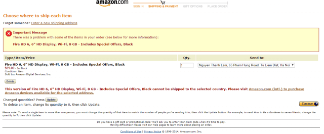 Có thể sẽ phải chuyển hướng để mua hàng trên Amazon International