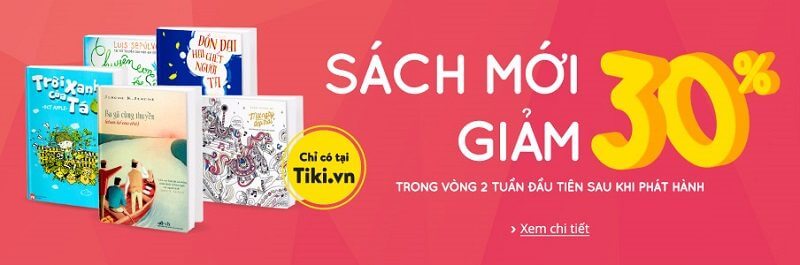 Danh mục sách mới giảm giá 30% trong hai tuần đầu tại Tiki