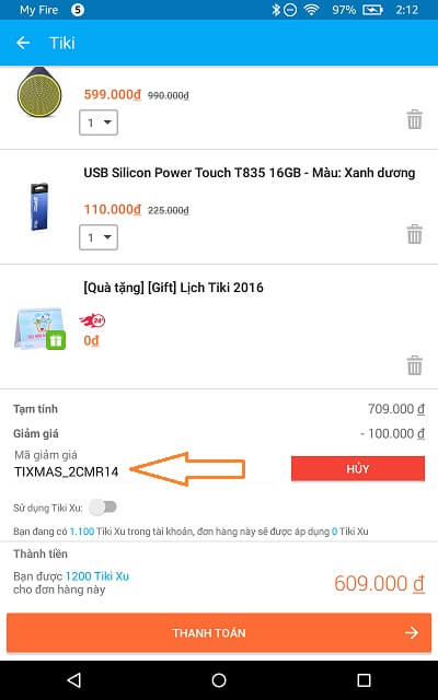 Voucher Tiki cho đơn hàng 600K