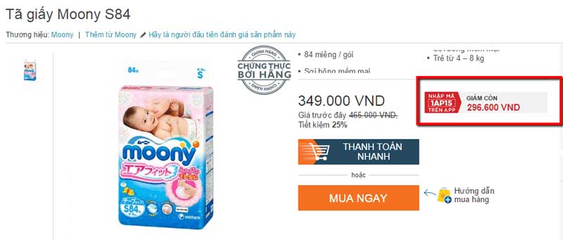 Lazada tặng luôn Voucher giảm trực tiếp vào giá sản phẩm