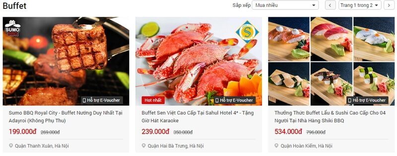 Adayroi đang bán nhiều Voucher Buffet giá rẻ