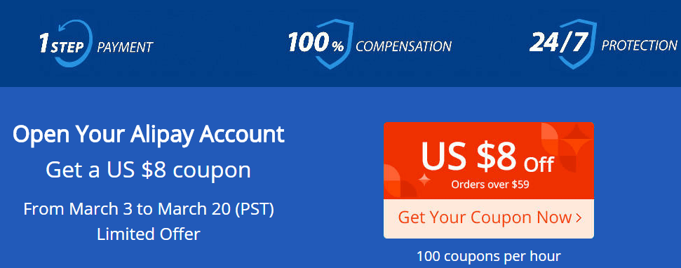 Nhận Coupon 8USD sau khi mua hàng tại AliExpess