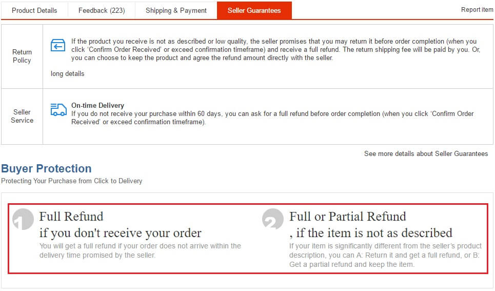 Đừng quên tìm hiểu chính sách hoàn tiền/trả hàng của người bán