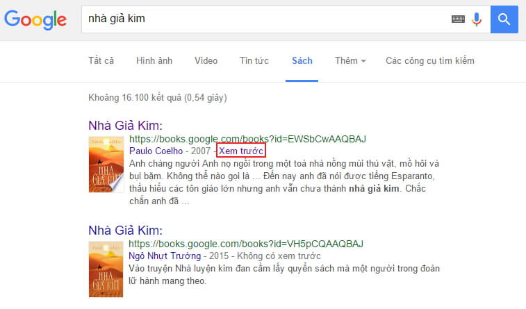 Bạn có thể đọc sách bản quyền miễn phí tại Google Book