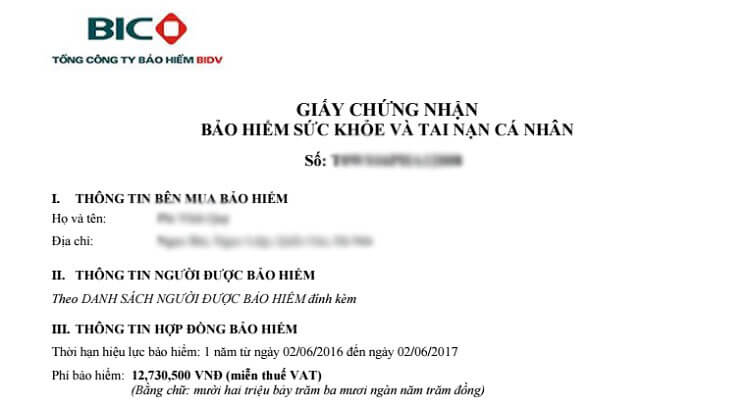 Đơn bảo hiểm được cấp qua email