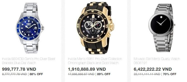 Đồng hồ giảm giá trên Ebay