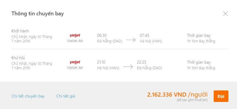 Giá vé máy bay ở Traveloka
