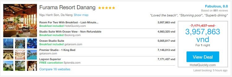 So sánh giá khách sạn nhanh chóng