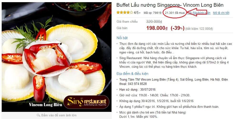 Hơn 21.000 Voucher Buffet đã được bán