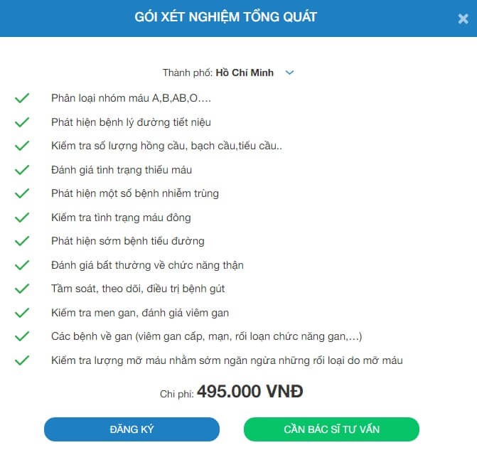 Gói xét nghiệm tổng quát ở Melatec (Cung cấp qua eDoctor)