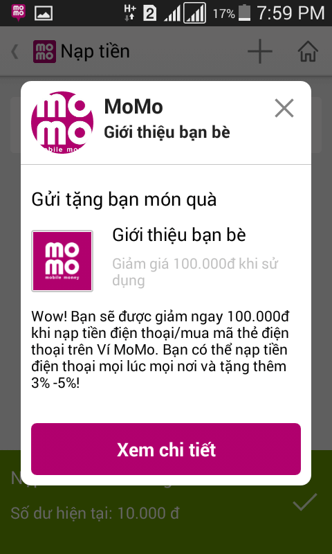 Nhận 100.000đ khuyến mãi từ Momo