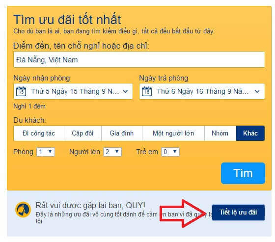 Xem danh mục khách sạn giảm giá ở Booking