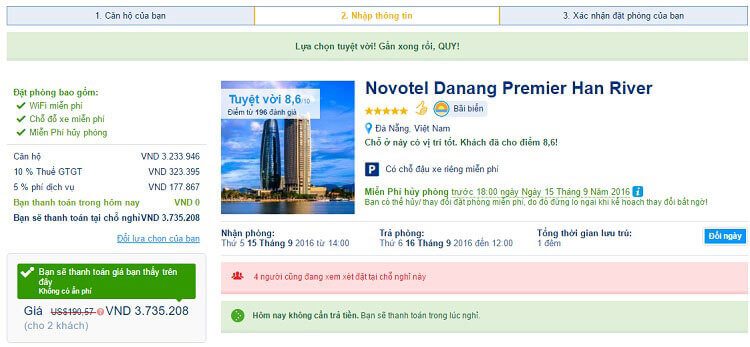 Các bước đặt khách sạn trên Booking.com