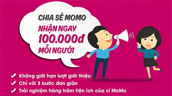 Momo Tặng 100.000đ khi bạn nhập mã giới thiệu