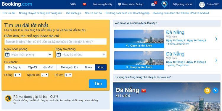 Booking.com hỗ trợ đầy đủ Tiếng Việt