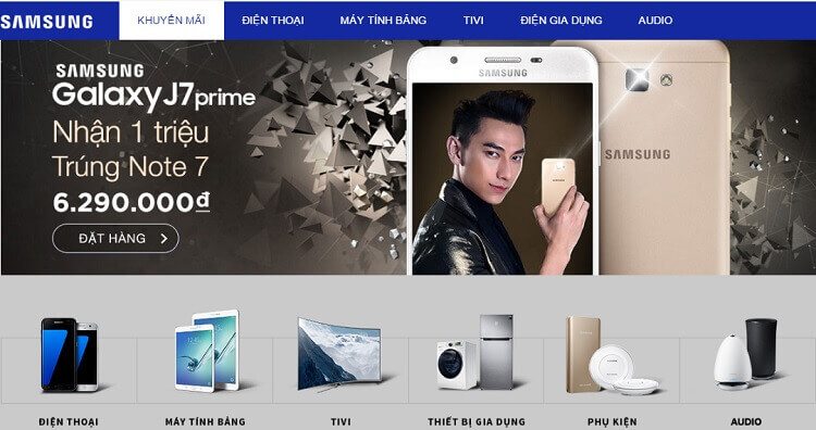 Gian hàng Samsung ở Lazada