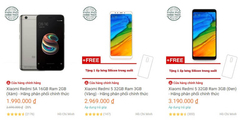 Điện thoại Xiaomi chính hãng ở Lazada