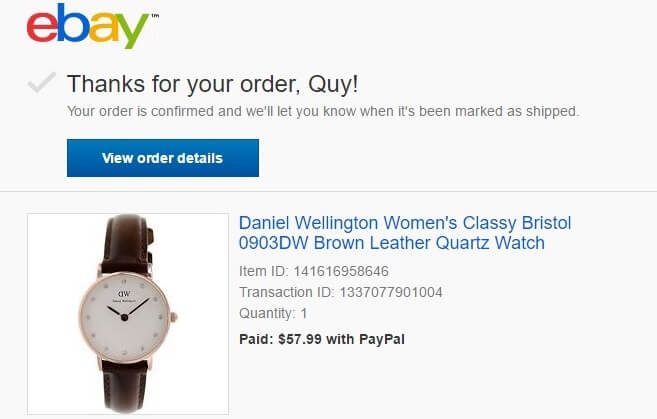 Đồng hồ DW giảm giá ở Ebay