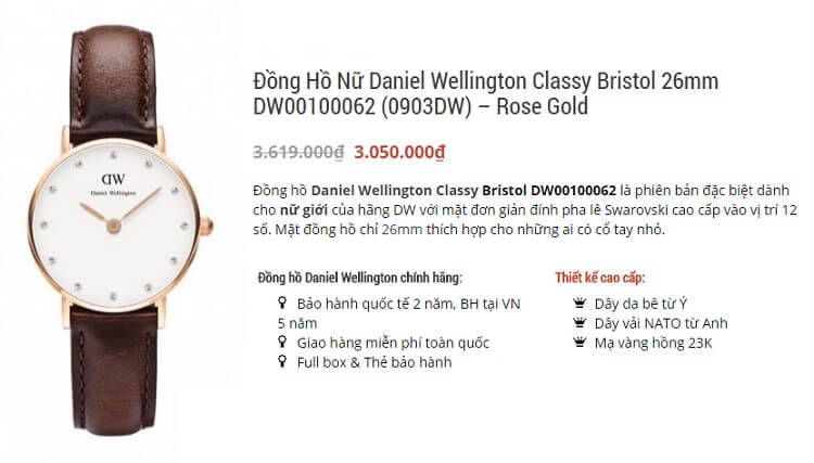 Một đồng hồ y hệt đượ bán ở VN với giá hơn 3 triệu
