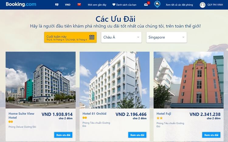 Đặt phòng qua Booking.com được trả sau