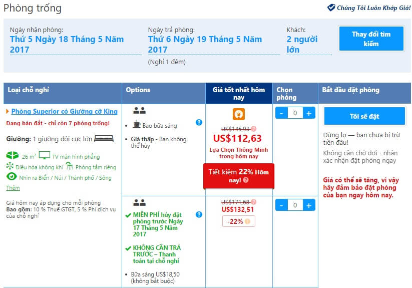 Hủy đặt phòng trên Booking