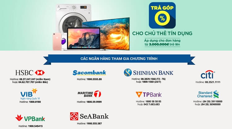 Ưu đãi trả góp 0% lãi suất ở Tiki