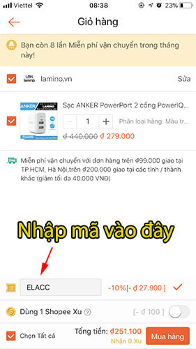 Cách nhập mã giảm giá Shopee trên ứng dụng