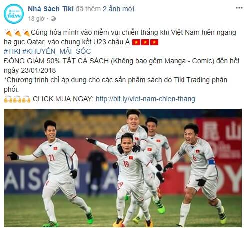 Mua sách Tiki giảm giá sách 50% mừng U23 Việt Nam