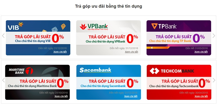 Các ngân hàng hỗ trợ mua điện thoại trả góp 0% lãi suất tại FPT Shop