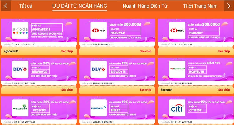 Lazada có nhiều chương trình giảm giá cho chủ thẻ ngân hàng, đặc biệt là thẻ tín dụng