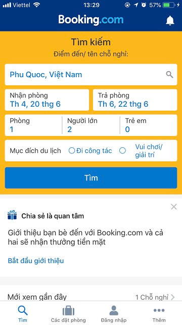 Ứng dụng đặt phòng khách sạn Booking.com