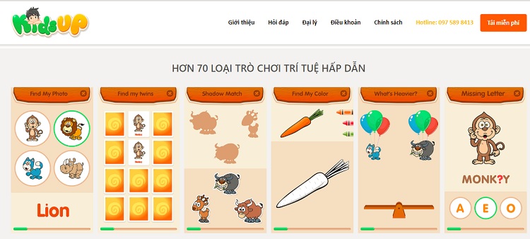 Các bài học rất phong phú và sinh động trên KidsUp