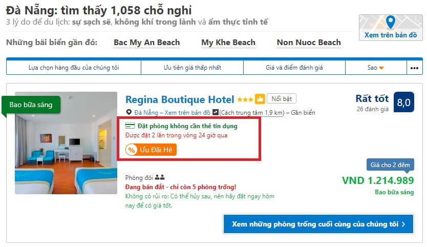 Booking.com giảm giá phòng khách sạn