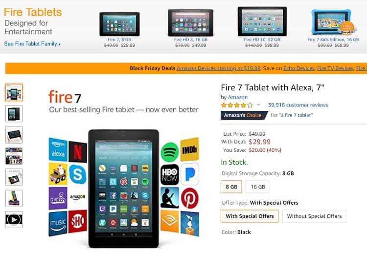 Fire 7 và Fire HD 8 giảm giá cực lớn ở Amazon