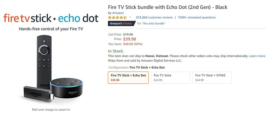 Fire TV Stick + Echo Dot giảm giá Black Friday Hàng Năm