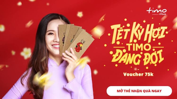 Mở thẻ ATM Timo miễn phí nhận ngay Voucher 75K