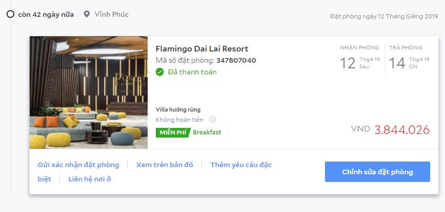 Đây là lần Thứ 2 mình đặt phòng Flamingo qua Agoda. Mình đặt đợt 10/3 âm lịch nên đắt hơn ngày thường