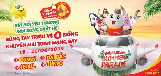 Khuyến mãi vé máy bay 0đ từ Vietjetair